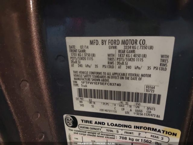 2014 FORD F-150 1FTFW1EF5EFC83740 Photo 8