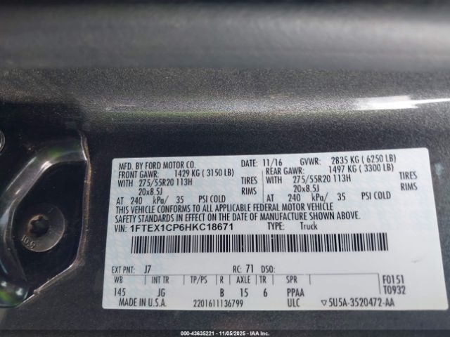 2017 FORD F-150 1FTEX1CP6HKC18671 Photo 8