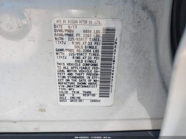Nissan ROGUE SV 2017 JN8AT2MT3HW401017 Image 9