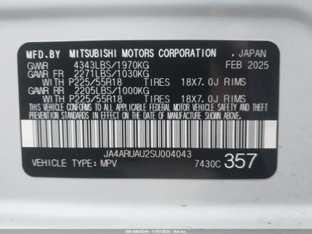 2025 MITSUBISHI OUTLANDER SPORT JA4ARUAU2SU004043 Photo 8