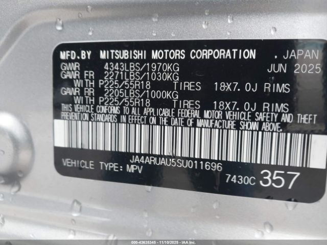 2025 MITSUBISHI OUTLANDER SPORT JA4ARUAU5SU011696 Photo 8