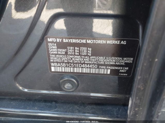 2014 BMW 535I WBA5B1C51ED484450 Photo 8