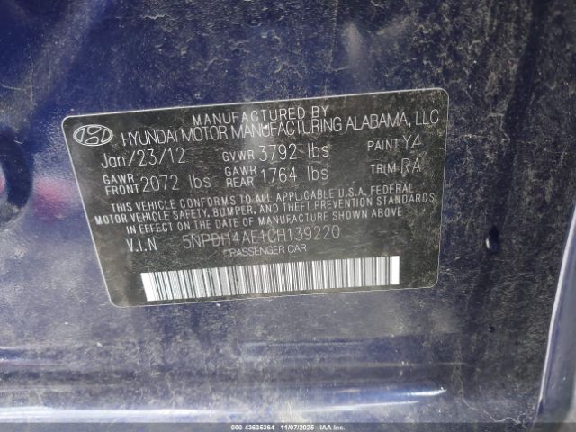 2012 HYUNDAI ELANTRA 5NPDH4AE1CH139220 Photo 8