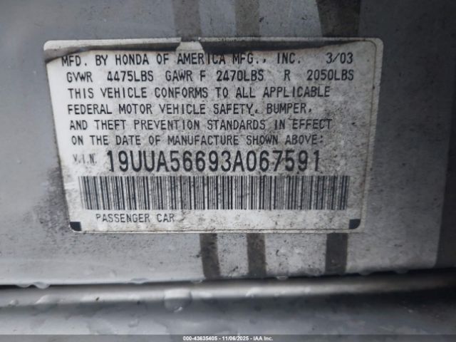 2003 ACURA TL 19UUA56693A067591 Photo 8