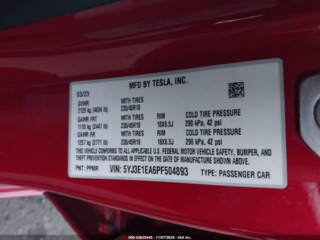 2023 TESLA MODEL 3 5YJ3E1EA6PF504893 Photo 8