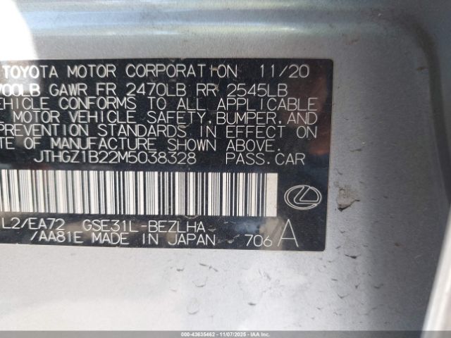 2021 LEXUS IS 350 JTHGZ1B22M5038328 Photo 8