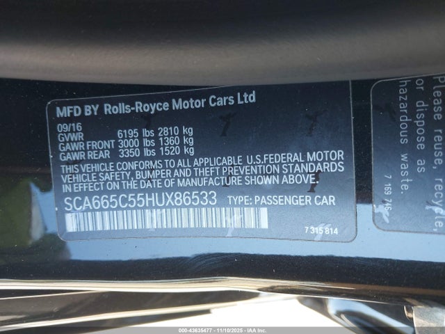 Rolls-Royce Wraith 2017 SCA665C55HUX86533 Image 9