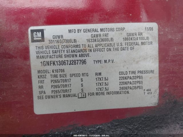 2007 CHEVROLET TAHOE 1GNFK13067J287796 Photo 8