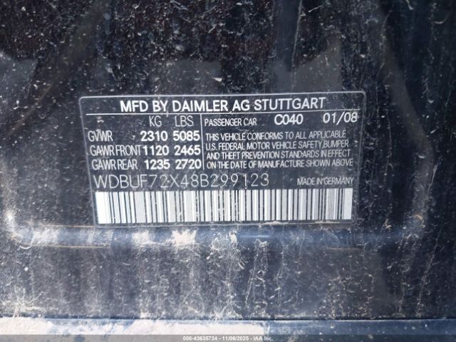 2008 MERCEDES-BENZ E 550 WDBUF72X48B299123 Photo 8