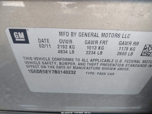 2011 CADILLAC CTS 1G6DE5EY7B0148232 Photo 8