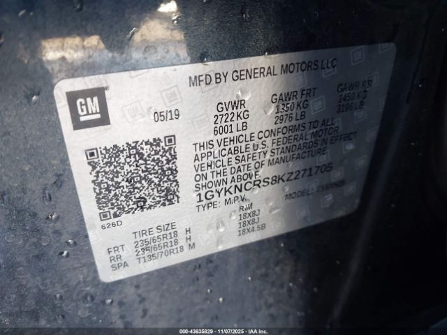 2019 CADILLAC XT5 1GYKNCRS8KZ271705 Photo 8