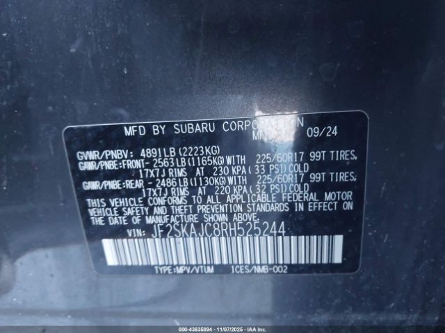 2024 SUBARU FORESTER JF2SKAJC8RH525244 Photo 8