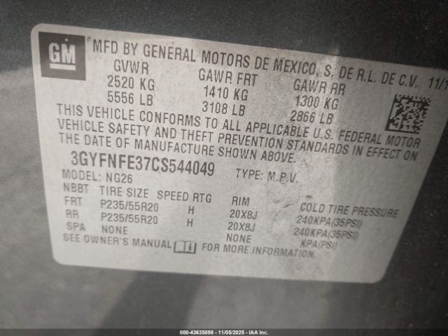 2012 CADILLAC SRX 3GYFNFE37CS544049 Photo 8