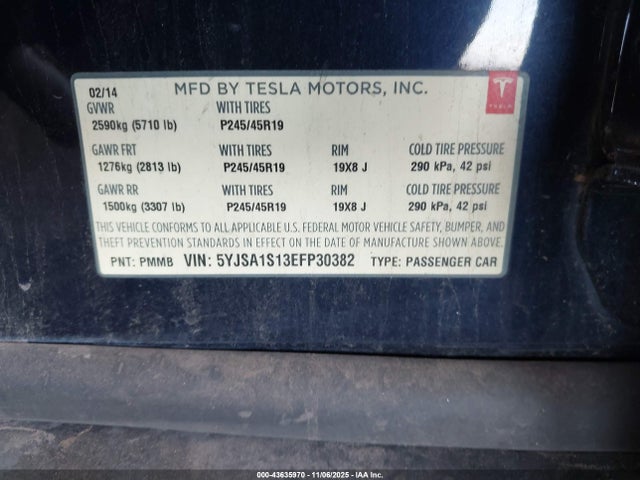 2014 TESLA MODEL S 5YJSA1S13EFP30382 Photo 8