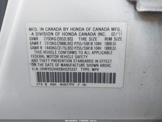 2011 ACURA MDX 2HNYD2H42BH525337 Photo 8