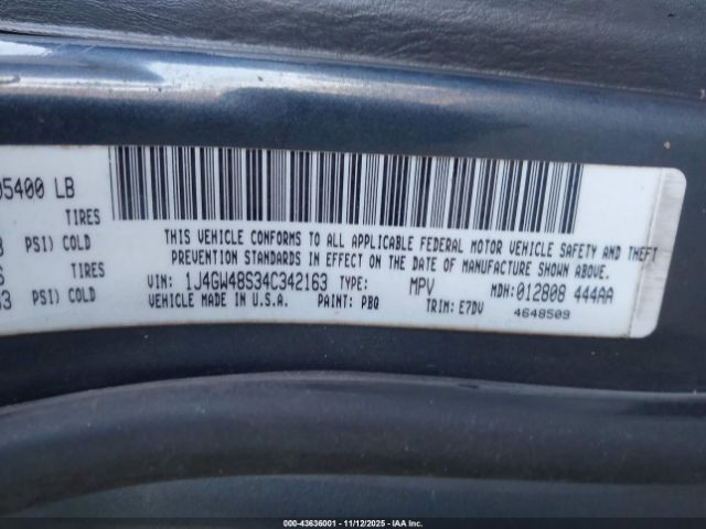 2004 JEEP GRAND CHEROKEE 1J4GW48S34C342163 Photo 8