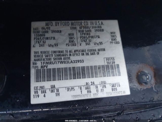 2003 FORD EXPEDITION 1FMRU17W83LA32933 Photo 8