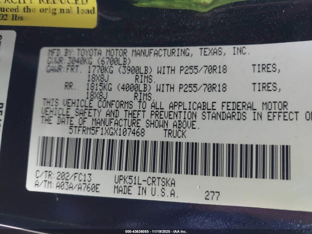 2016 TOYOTA TUNDRA 2WD TRUCK 5TFRM5F1XGX107468 Photo 8