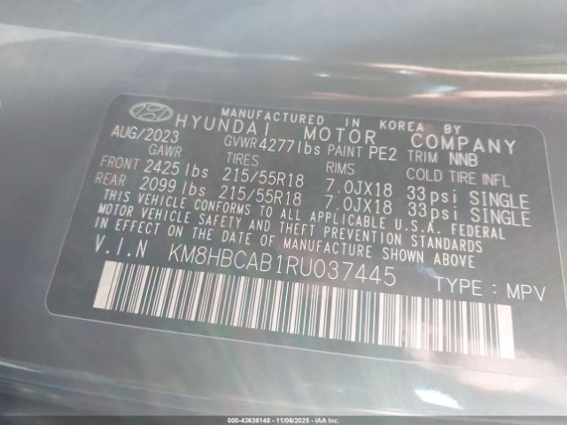 2024 HYUNDAI KONA KM8HBCAB1RU037445 Photo 8