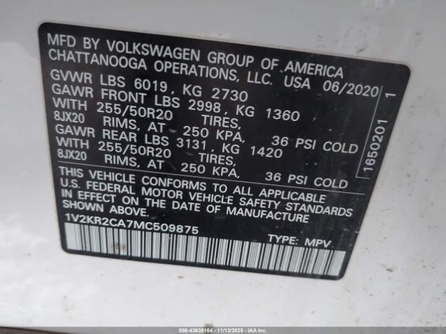 2021 VOLKSWAGEN ATLAS 1V2KR2CA7MC509875 Photo 8