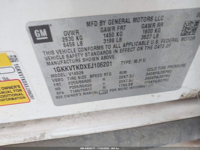 GMC Acadia Denali 2014 1GKKVTKDXEJ106201 Image 9