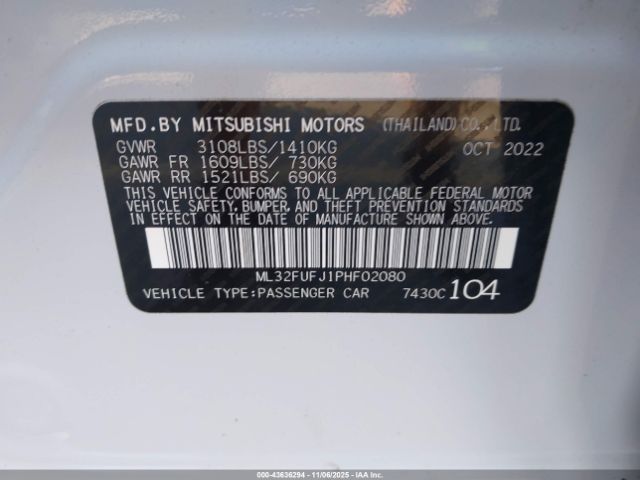 2023 MITSUBISHI MIRAGE G4 ML32FUFJ1PHF02080 Photo 8
