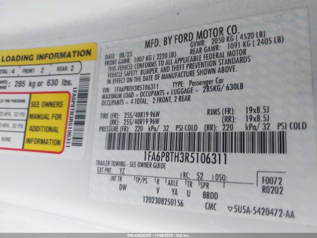 2024 FORD MUSTANG 1FA6P8TH3R5106311 Photo 8