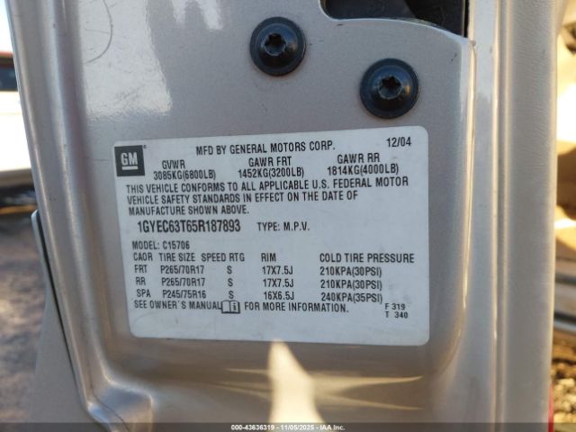 2005 CADILLAC ESCALADE 1GYEC63T65R187893 Photo 8