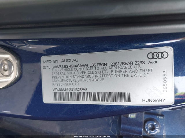 2016 AUDI A3 WAUB8GFF9G1020948 Photo 8