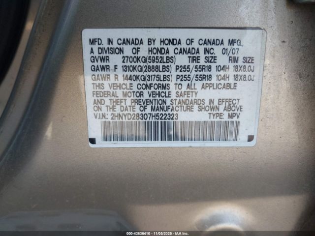 2007 ACURA MDX 2HNYD28307H522323 Photo 8