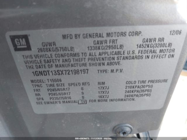 2007 CHEVROLET TRAILBLAZER 1GNDT13SX72198197 Photo 8