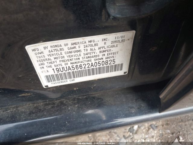 2002 ACURA TL 19UUA56622A050825 Photo 8