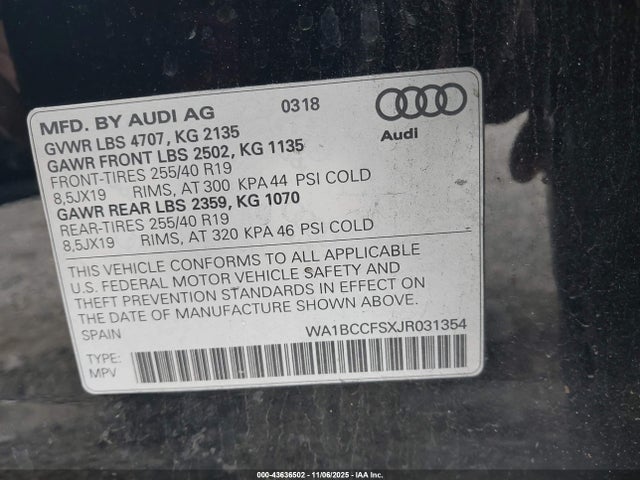 2018 AUDI Q3 WA1BCCFSXJR031354 Photo 8