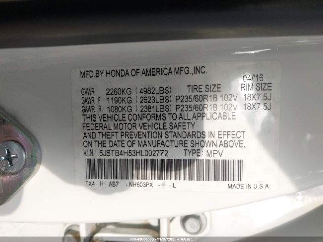 2017 ACURA RDX 5J8TB4H53HL002772 Photo 8