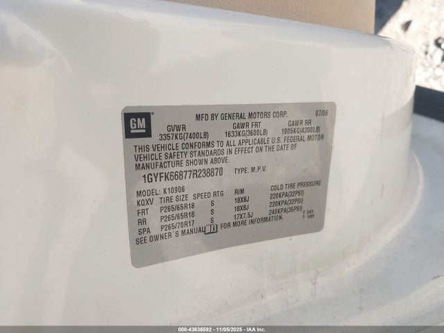 2007 CADILLAC ESCALADE ESV 1GYFK66877R238870 Photo 8