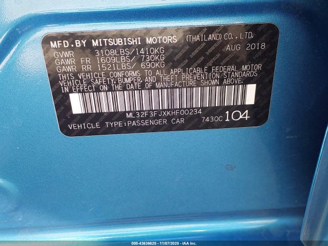 2019 MITSUBISHI MIRAGE G4 ML32F3FJXKHF00234 Photo 8