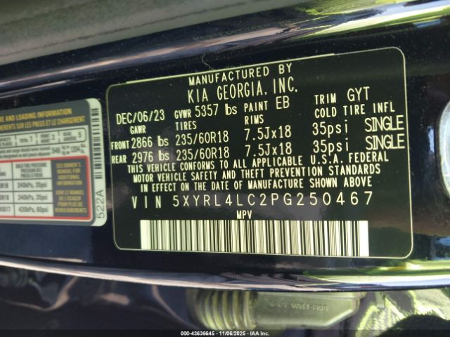 2023 KIA SORENTO 5XYRL4LC2PG250467 Photo 8