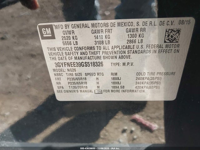 2016 CADILLAC SRX 3GYFNEE39GS518326 Photo 8