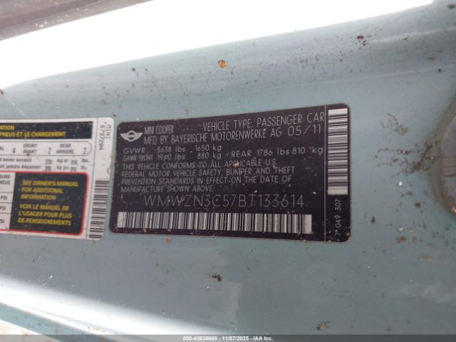 2011 MINI COOPER WMWZN3C57BT133614 Photo 8