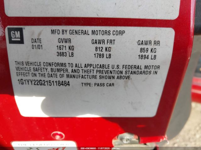 2001 CHEVROLET CORVETTE 1G1YY22G215118484 Photo 8