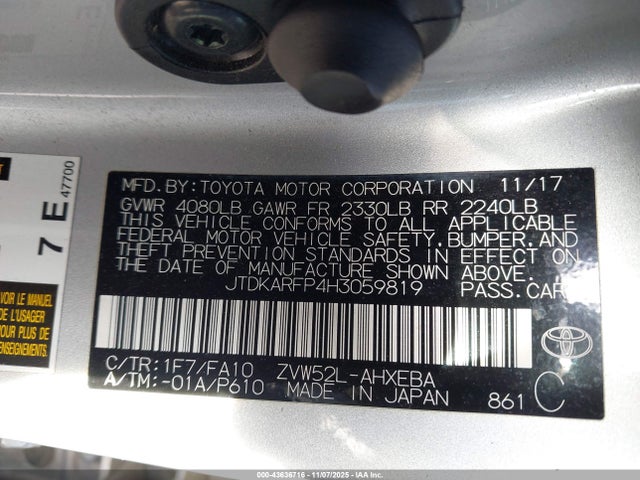 JTDKARFP4H3059819 Toyota Prius Prime Plus