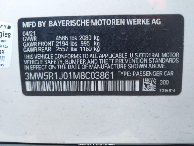 2021 BMW 330I 3MW5R1J01M8C03861 Photo 8