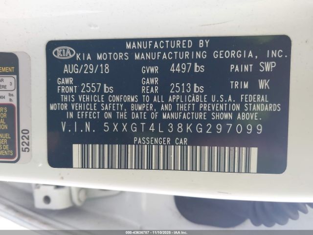 2019 KIA OPTIMA 5XXGT4L38KG297099 Photo 8