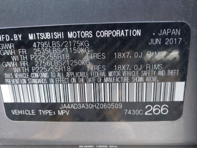 2017 MITSUBISHI OUTLANDER JA4AD3A30HZ060509 Photo 8