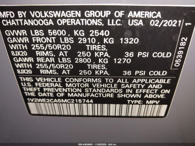 2021 VOLKSWAGEN ATLAS CROSS SPORT 1V2WE2CA5MC215744 Photo 8