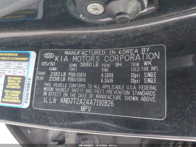 2010 KIA SOUL KNDJT2A24A7191826 Photo 8