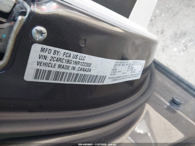 Продажа на аукционе авто 2022 Chrysler Pacifica Touring L, vin: 2C4RC1BG1NR122300, номер лота: 43636881
