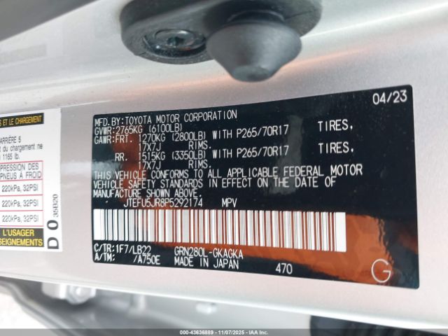 2023 TOYOTA 4RUNNER JTEFU5JR8P5292174 Photo 8