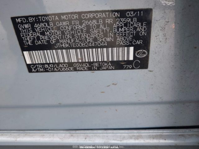 2011 LEXUS ES 350 JTHBK1EG0B2447044 Photo 8