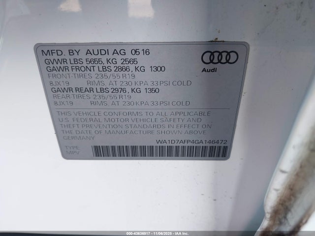 2016 AUDI Q5 WA1D7AFP4GA146472 Photo 8